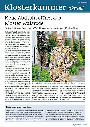 Titelblatt, Newsletter Klosterkammer aktuell Nr. 18