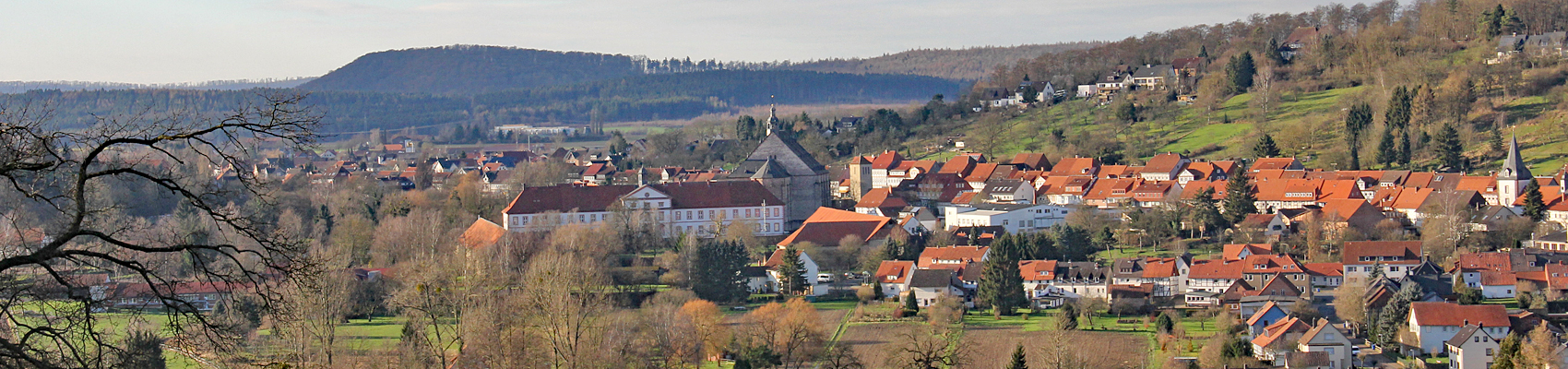 Das ehemalige Kloster Lamspringe und die Klosterkirche inmitten des Ortes gelegen. Foto: Klosterkammer/Lina Hatscher